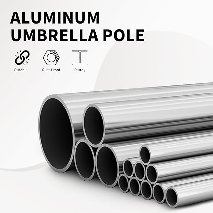 Domi 9FT Patio Umbrella, Outdoor Table Umbrella with Aluminum Pole, UV Protection Waterproof Market Sun Umbrella with Push Button Tilt and Crank for Garden, Deck, Backyard, Pool (Beige)