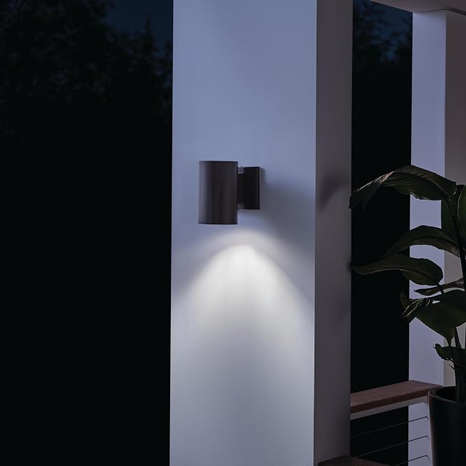 Kichler Cylinder Wall Mount Lighting Fixture in Brown, 7” Bottom Opening Outdoor Light Fixture, 9234AZ