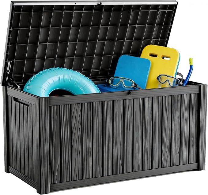 Large Outdoor Storage Box, 200 Gallon Deck Box, Lockable Outside Storage Bin, Waterproof Container with Reinforced Hydraulic Rod for Patio Cushions, Garden Tools, Sports Equipment