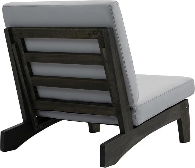3 Piece Wood Patio Chair Outdoor Bistro Set, All Weather Outdoor Furniture Patio Sofa Chair Backyard Seating Group Conversation Sets with Wooden Side Table, Gray