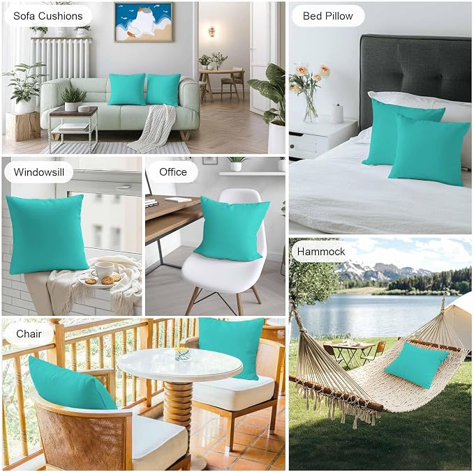 Throw Pillow Covers 26x26 Inch Set of 2, Dark Green Waterproof Outdoor Cushion Covers, Modern Pure Dark Green Decorative Pillowcases for Couch, Sofa, Bed, Garden, Patio
