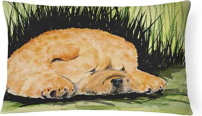 Caroline's Treasures SS8525PW1216 Chow Chow Canvas Fabric Decorative Pillow Machine Washable, Indoor Outdoor Decorative Pillow for Couch, Bed or Patio, 12HX16W