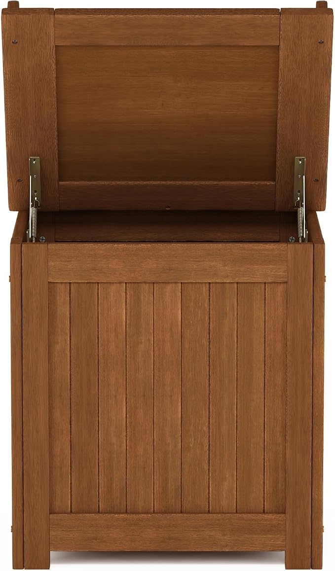 Furinno TIOMAN Wood Outdoor Storage Box, Wooden Patio Deck Box, Garden Backyard Tool Storage, 21 x 23.7 x 16.5, for Balcony, Porch, Light Wood