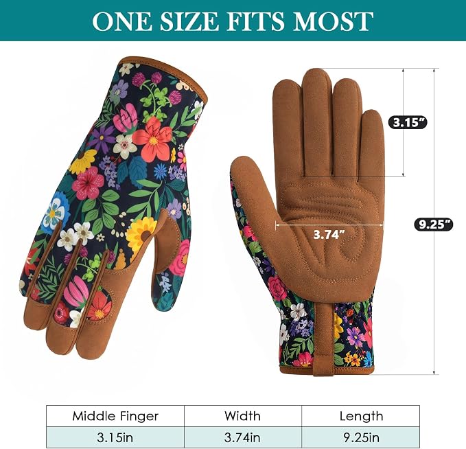 Trifabricy Gardening Gloves for Women, Breathable Leather Garden Gloves with Grip, Thorn-Proof Puncture-Resistant Work Gloves