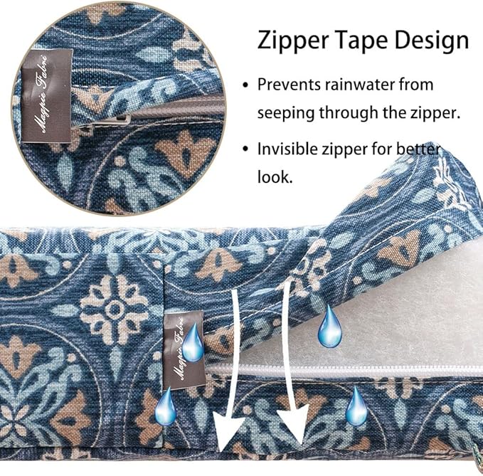 Magpie Fabrics Patio Bench Cushion Cover 45x18x3 Inch, NO Insert! Water&Fade Resistant Outdoor Loveseat Replacement Cover with Zipper (Morgan Medal Blue)