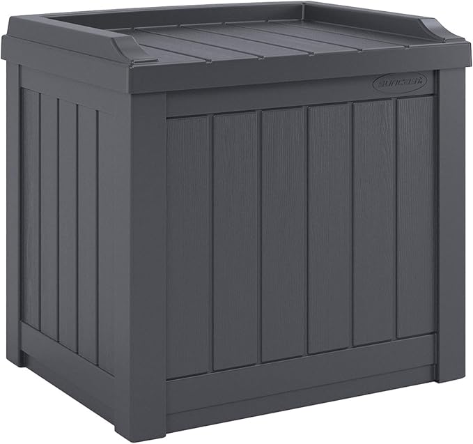 Suncast 4 Pack Small Deck Box Storage w/Bench Seat for Indoor & Outdoor Use, 22 Gal., Cyberspace