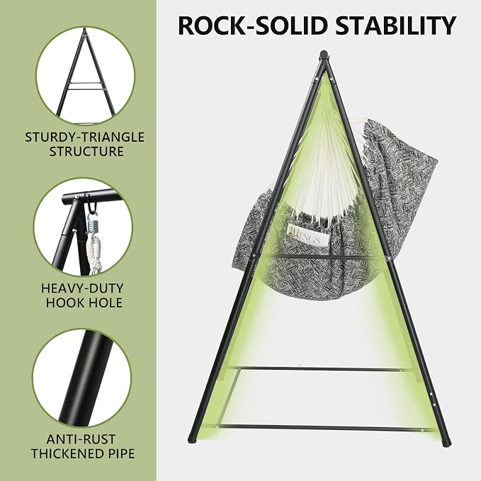 Hammock Chair Stand with Swing Chair, Heavy-Duty Hanging Chair with Stand, Hammock Swing Chair Stand for Indoor Outdoor Patio Yard Garden Porch