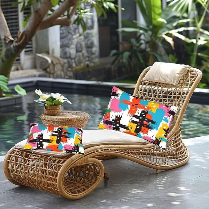 Outdoor Pillows Waterproof Set of 2 Outdoor Pillow Covers 16x24 Inch, Modern Throw Pillows Abstract Pillow Covers, Garden Decorative Pillows Outdoor Pillows for Patio Furniture Car Home Decor -hs288