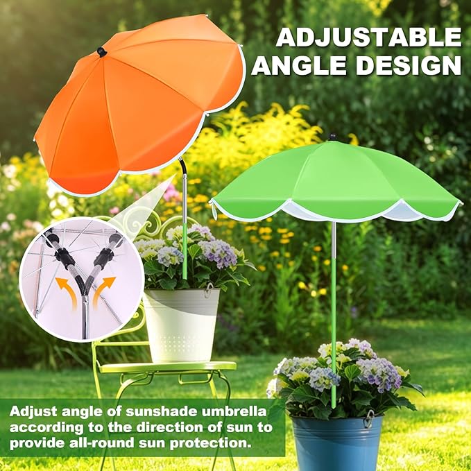 POILKMNI 4 Pack 2026 Upgraded Plant Umbrellas for Outdoor Plants - 25" Enlarged Garden Plant Umbrella Shade with Adjustable Angle, 43.3" Higher Sun Shade for Plants, Garden Beds, Potted Plant