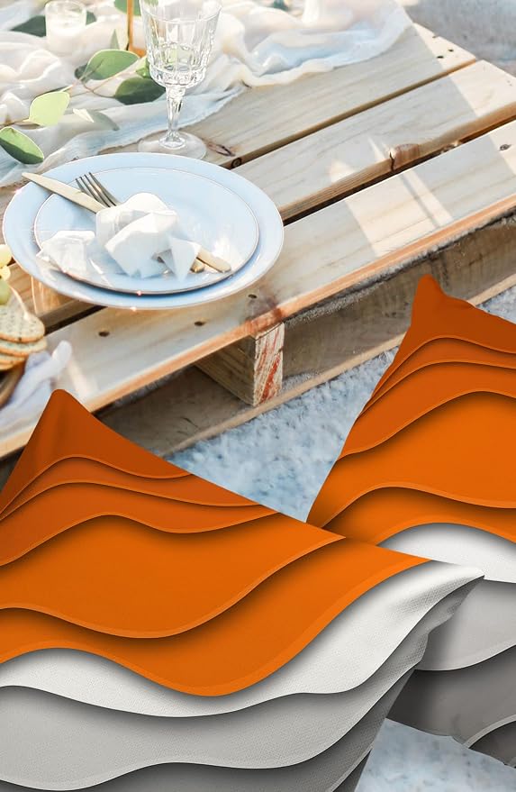 Funy Decor Waterproof Outdoor Throw Pillow Cover Orange Grey Modern Geometric Lumbar Pillowcases Set of 2 Abstract Ombre Decorative Patio Furniture Pillows for Couch Garden 20x20 inch x 2pcs
