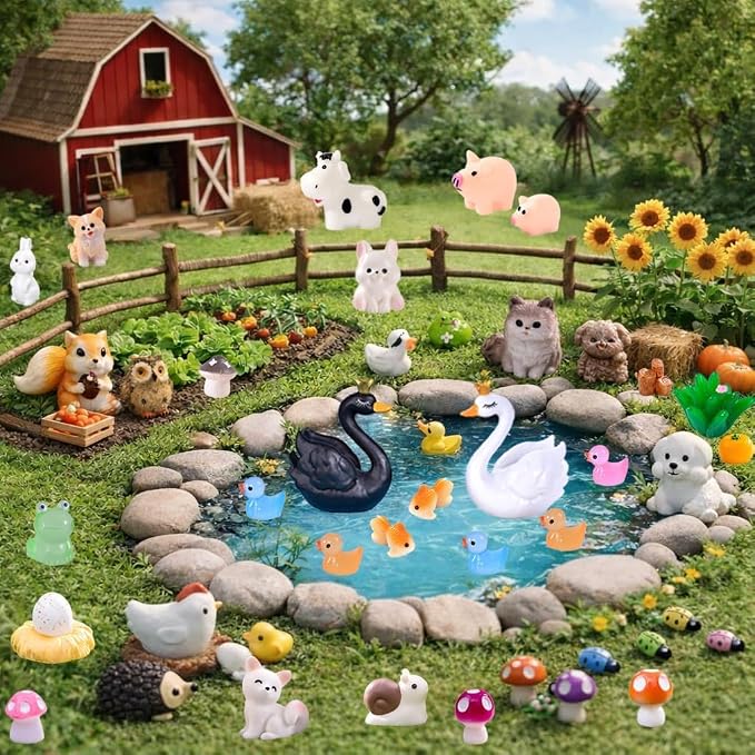 300 Pcs Mini Resin Animals Figurines, Mixed Tiny Resin Figures Bulk for Easter Egg Fillers Stuffers Fairy Garden Accessories Miniature Dollhouse Decorations DIY Slime Charms for Crafts Party Favors