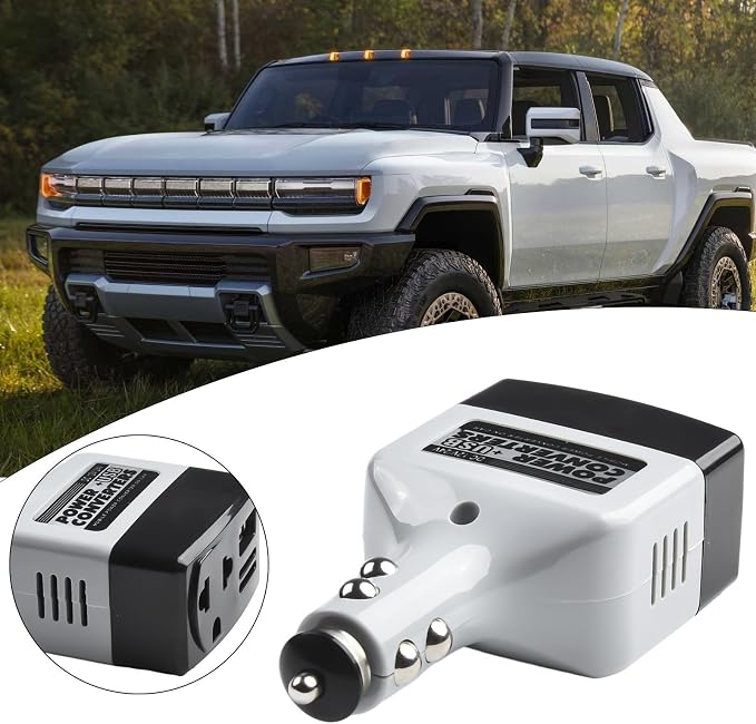 Car Power Inverter 12V/24V to 220V DC to AC Converter Adapter with USB Port for Car RV Boat Travel Home Appliances ABS Flame Retardant Plastic Black 1 Pack