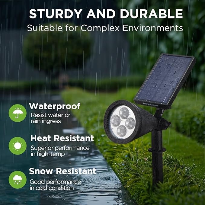 InnoGear Solar Spot Lights, Outdoor Solar Lights Solar Spotlights Flag Pole Light Waterproof Landscape Lighting Outside for Flag Uplighting Backyard Patio Pathway Statue Palm Tree Sign, Warm White