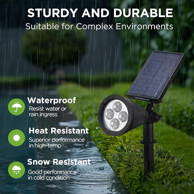 InnoGear 1 Solar Spot Lights Outdoor for Flag Pole Garden Yard, Cool White | Waterproof, Auto On/Off, Adjustable Brightness, 2 Installations, Tree, Uplights, Solar Powered Spotlight, Landscape Lighting