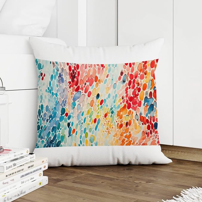 Throw Pillow Covers Make It Rain Fiesta Pillowcase Abstract Rainbow Colorful Pillow Cover Accent Outdoor Waterproof Decorative Pillow Cover for Patio Couch Bench 22x22 in
