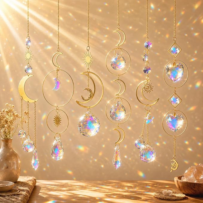 ilclviz Suncatcher Crystal Hanging Sun Catcher Prism with Chain Pendant Ornament Crystal Balls for Window