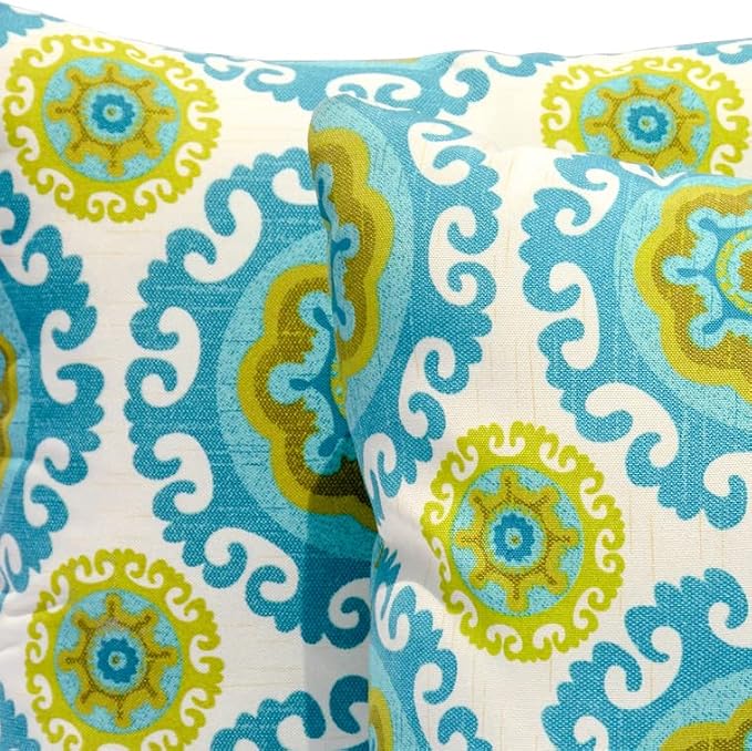 HOOOWOOO Outdoor Patio Throw Pillows Set of 2 with Inserts,Small Firm toss Decorative Pillow Weather Resistant for Indoor Outdoor Chair, Sofa Furniture,17x17,14x14x5,Blue Circles