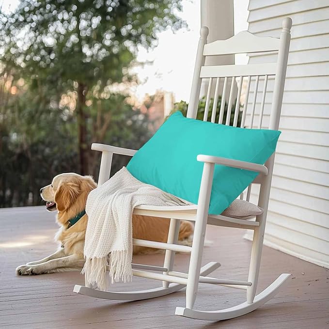 Lumbar Pillow Covers 20x12 Inch Set of 2, Turquoise Waterproof Outdoor Cushion Covers, Modern Pure Turquoise Decorative Pillowcases for Couch, Sofa, Bed, Garden, Patio