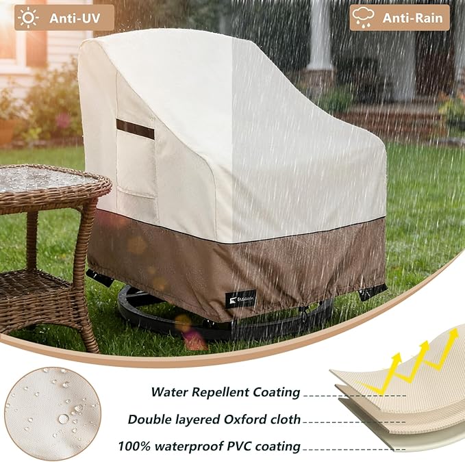 Patio Chair Covers Waterproof Outdoor Furniture Cover, All-Weather Protection Outdoor Lawn Patio Furniture Covers 4 Pack for 35" W x 38" D x 32" H, Beige