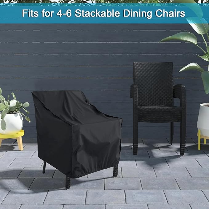 WOMACO Stackable Patio Chair Cover Waterproof Outdoor Stacking High Back Chair Cover Water Resistant Outside Furniture Tall Chair Protector (Stacking Chair - 27"Lx35"Wx41"H(2 Pack))