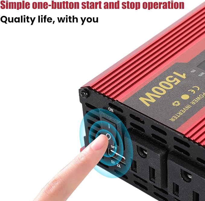 1500 Watt Power Inverter with LED Display,Dual AC Outlets,USB Port, 24V DC to 110V AC Converter Car Power Inverter for Vehicles, Car, RV, Truck, Off Grid Solar System, Outdoor Camping