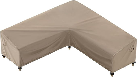 iBirdie Outdoor Sectional Cover fit 90 x 90 inch, 89 x 88, 87 x 86 L-Shaped Patio Sofa Waterproof Weatherproof 600D Heavy Duty Garden Furniture Cover for Outside L Shape Couch, Brown