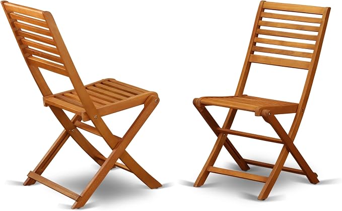 East West Furniture BSBS9CWNA 9 Piece Patio Garden Table Set Includes an Oval Outdoor Acacia Wood Dining Table and 8 Folding Side Chairs, 36x78 Inch, Natural Oil