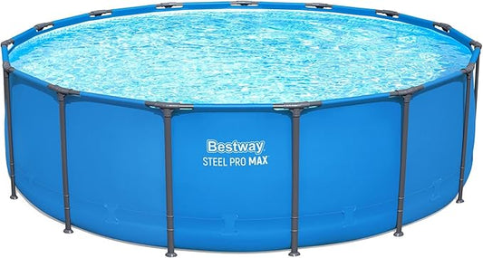 Bestway Steel Pro MAX 15’ x 48" Above Ground Pool, Round Metal Frame Outdoor Swimming Pool for Backyard, Blue, POOL ONLY
