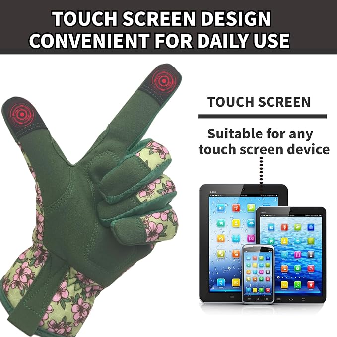 Cute Pattern Gardening Gloves,Thornproof Garden Glove,Gardener Gift | Gardening Gifts for Women,Touchscreen,Tender Thornproof,Cute Pattern,Protection Palm,Machine Washable,Adjustable Cuff