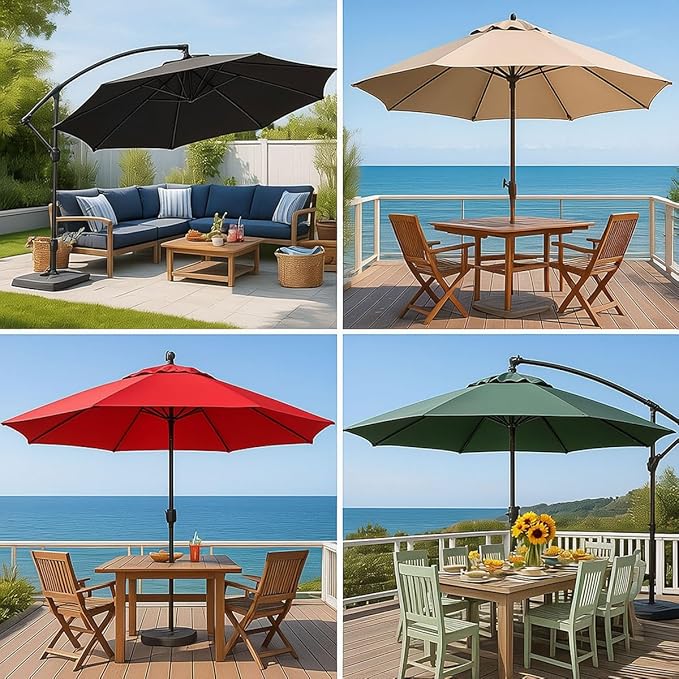 Patio Umbrella Replacement Canopy for 6/8 Ribs, Outdoor Table Market Yard Umbrella Replacement Top Cover, Waterproof Umbrella Canopy Fabric Replacement Canvas(Gray,6.6FT 6-Ribs)