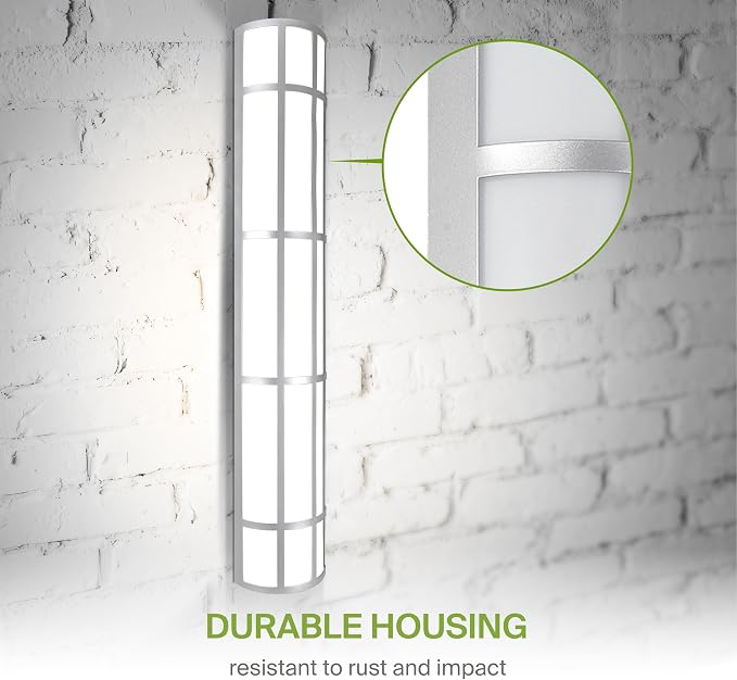 ASD 36 Inch LED Outdoor Wall Light - 30W 120-277V Brushed Nickel Modern Wall Sconces - 3000K 4000K 5000K Dimmable Patio & Porch Decor Outside Lights for House - ETL
