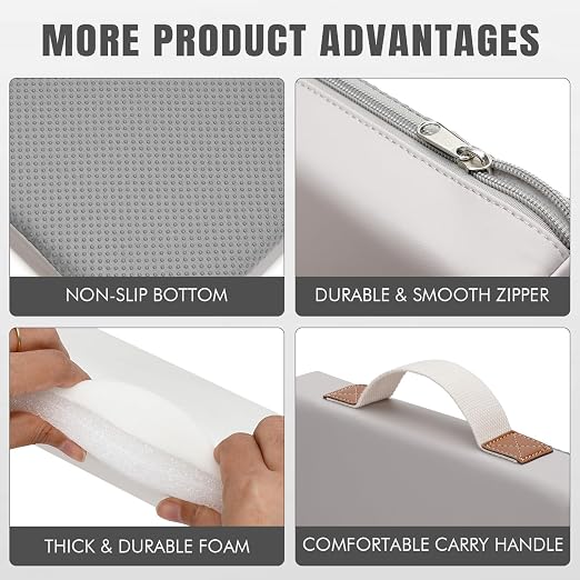 HappyPicnic Waterproof Garden Kneeling Pad, 2in Thick, Grey, 1 Pack | Soft High-density Foam knee support, with Handle, Easy to Clean, Non-slip, for Gardening, Yoga, Prayer, Housework, Exercise