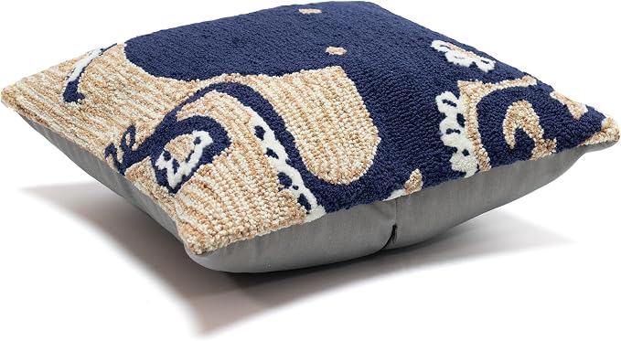 Liora Manne Frontporch Indoor/Outdoor Pillow, 18" Square, Octopus Navy