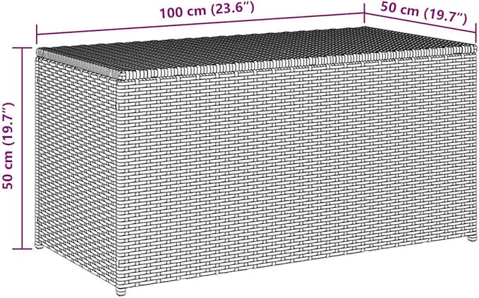 Gecheer Outdoor Poly Rattan Storage Box Durable Weather Resistant Elevated Feet for Garden Furniture Cushions Pillows Grey 100x50x50 cm for Garden Patio Deck