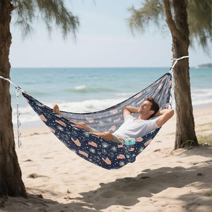 Camping Hammock Outdoor Hammocks for Outside Firework Beach Trees Portable Lightweight with Pockets Tree Straps Indoor