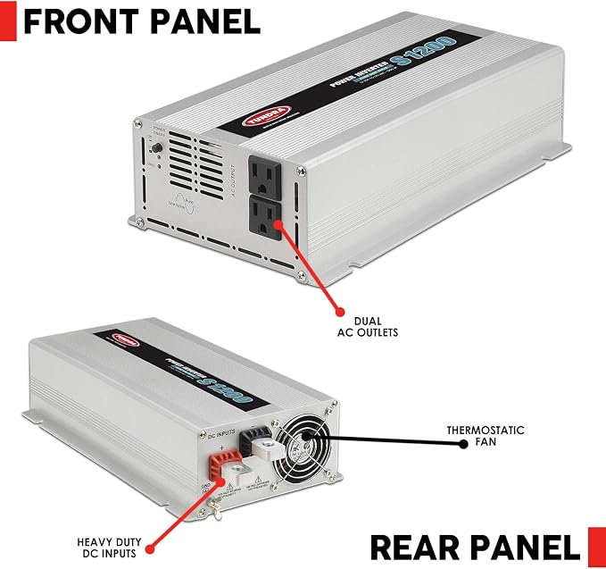 Tundra S Series - DC/AC Truck Power Inverter - Pure Sine Wave 1200W / 12V DC to 120V AC - S1200