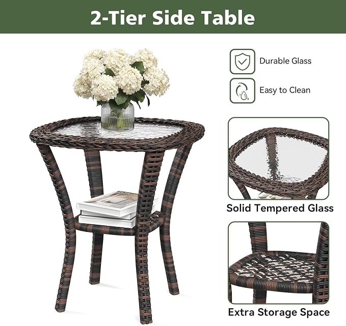 Aoxun 10 Piece Outdoor Patio Furniture Set with Coffee Table, Wicker Rattan Outdoor Furniture with High Back Swivel Rocker Chairs, Outdoor Conversation Set with Thick Cushion & Ottoman, Beige