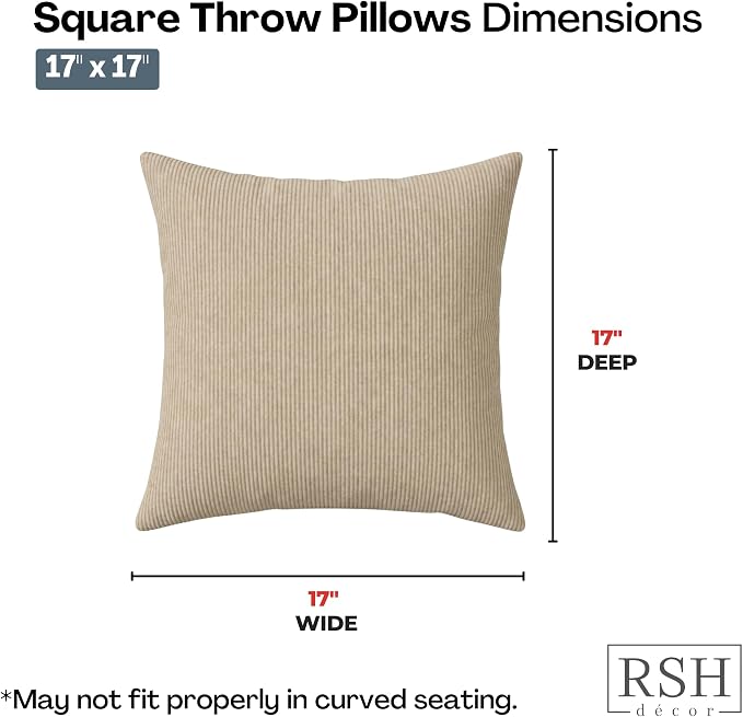 RSH DECOR: Square Throw Pillows Set of 2 | 17" x 17" | Water and Fade-Resistant Performance Fabric | Outdoor Pillow Covers with Down-Alternative Inserts | Made in USA (Logic Bones)