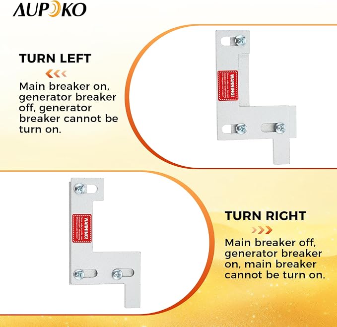 Aupoko Generator Interlock Kit Compatible with ITE, Gould, Murray, Siemens 150 or 200 Amp Panel, Electrical Interlock Kit, 1 1/4 Inch Spacing Between Main Circuit Breaker and Generator Circuit Breaker