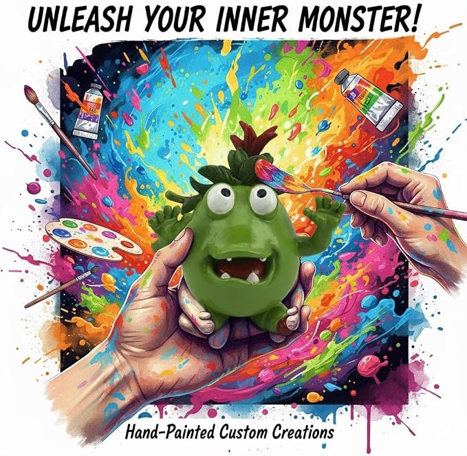GoGnome Cute Green Monster Resin Figurine Indoor Outdoor Garden Statue Whimsical Funny Desk Decor - Little Alien Creature with Red Flower/Sprout, Unique (Green)