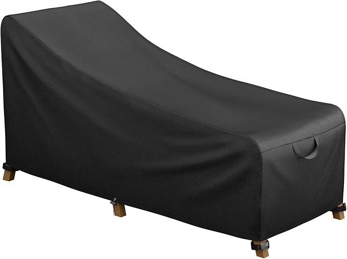 iBirdie Outdoor Lounge Chaise Chair Cover 70L x 26W x 34H inch Waterproof Patio Furniture Covers Lawn Pool Chair Cover 1 Pack Black