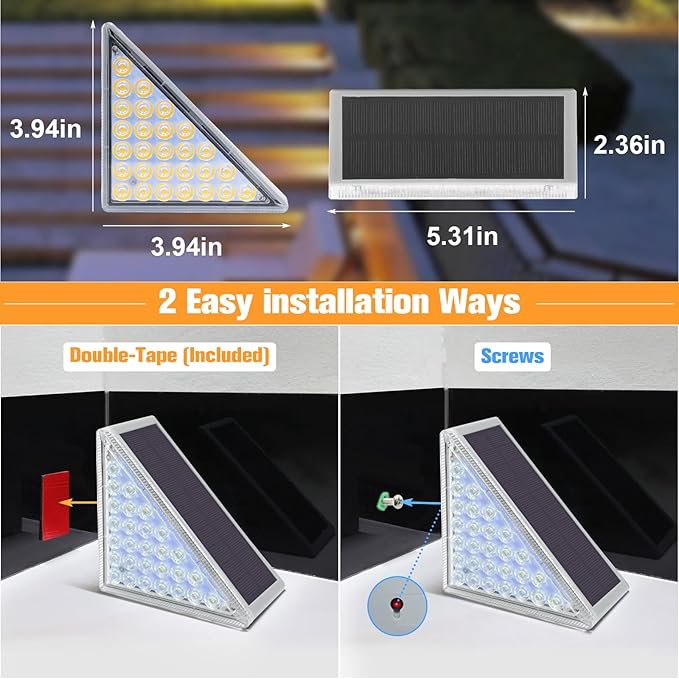 VOLISUN Solar Step Lights for Outside 12 Pack, Solar Stair Lights Outdoor Waterproof IP67,28 LED,240 LM,1200 mAH Outdoor Step Light,Outdoor Decor for Garden Stair, Deck, Front Step, Porch,and Patio
