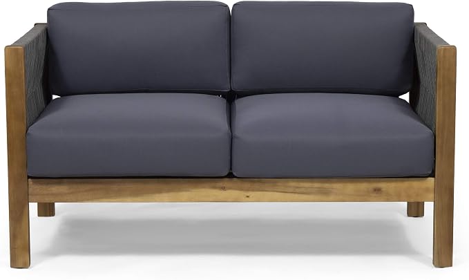 Christopher Knight Home Laurel Modern Outdoor Loveseat Set, Teak and Gray