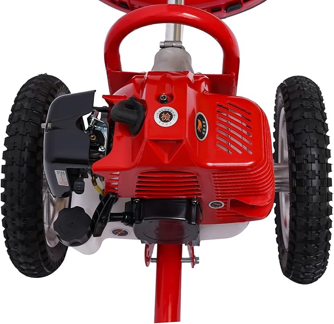 2 Stroke Hand Push Lawn Mower, 49CC Gas Powered Walk Behind Weed Wacker, 6500-7000R/Min Walk Behind String Trimmer with 0.95L Fuel Tank, Gas Weed Eater for Mountains, Hills, Plains
