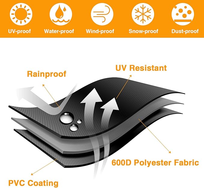 Patio Table 2 Chair Cover (Black), 23" DIA X 18"H, Portable Propane Grill cover, Outdoor Patio Furniture Cover Waterproof for Coffee Table, Hot Tub Side Table with 7.5 Gallon Beer and Wine Cooler