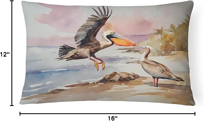 Caroline's Treasures DAC2854PW1216 Pelican Throw Pillow Machine Washable, Indoor Outdoor Decorative Pillow for Couch, Bed or Patio, 12HX16W