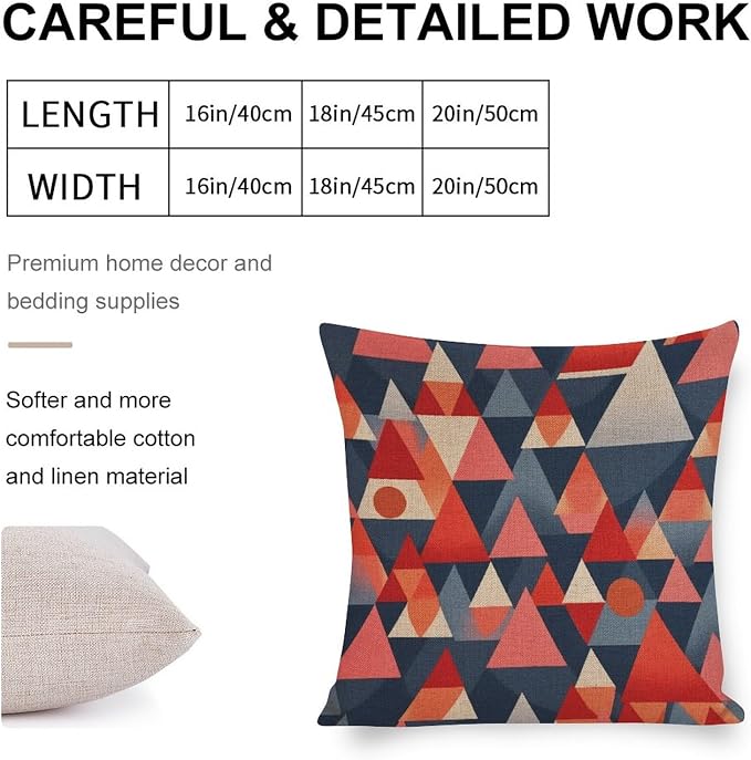Decorative Square Pillowcase Cushion Case Mid-Century Modern Style Pillows Colorful Fun Aesthetic Mid Century Modern Gomestry Throw Pillows Cover Pillows for Couch Sofa 18"x18"