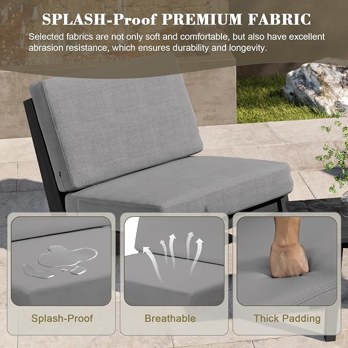 2 Piece Wood Patio Chairs Outdoor Bistro Chair, All Weather Outdoor Furniture Patio Sofa Backyard Seating Group Conversation Sets with Cushions, Gray