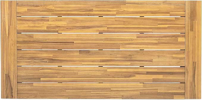 70.75'' Outdoor Patio Dining Table & 2 Bench for 4, Acacia Wood Farmhouse Dining Table Set Outdoor & Indoor Furniture for Patio Porch Garden, 3-Pcs, Teak