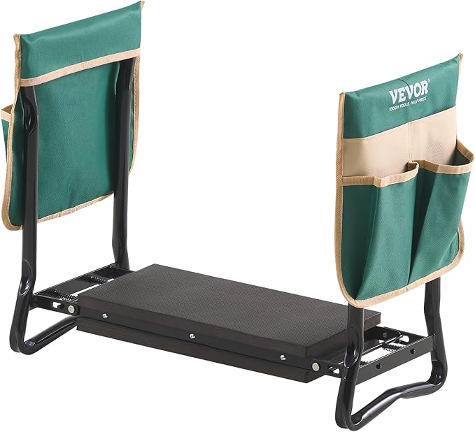 VEVOR Garden Kneeler and Seat, 330 lbs Load Capacity, 8" EVA Wide Pad, Foldable Garden Stool, Kneeling Bench for Gardening with Tool Bag, Gifts for Women, Grandparents, Seniors, Mom and Dad